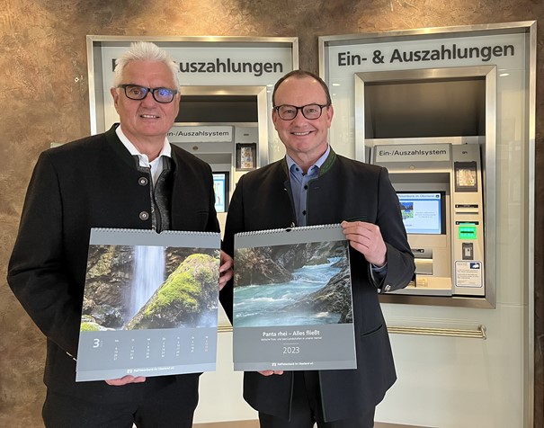 v.l.n.r.: Hansjörg Hegele, Vorstandsvorsitzender, Manfred Gasteiger, Vorstand der Raiffeisenbank im Oberland eG